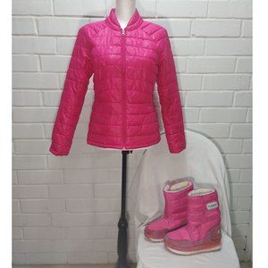 Faded Glory Teens Womens Puffer Coat Size S+Q-GER Waterproof Snow Boots Size 8